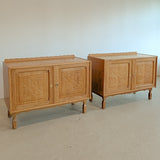 Pair of Vintage Danish Henning Kjærnulf-Attributed Quartsawn White Oak Cabinets/Large Nightstands with Wavy Trim