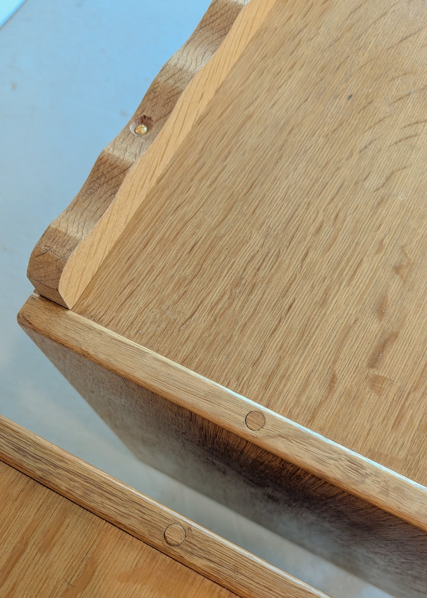 Pair of Vintage Danish Henning Kjærnulf-Attributed Quartsawn White Oak Cabinets/Large Nightstands with Wavy Trim