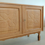 Pair of Vintage Danish Henning Kjærnulf-Attributed Quartsawn White Oak Cabinets/Large Nightstands with Wavy Trim