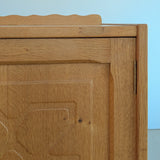 Pair of Vintage Danish Henning Kjærnulf-Attributed Quartsawn White Oak Cabinets/Large Nightstands with Wavy Trim