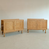 Pair of Vintage Danish Henning Kjærnulf-Attributed Quartsawn White Oak Cabinets/Large Nightstands with Wavy Trim