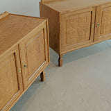 Pair of Vintage Danish Henning Kjærnulf-Attributed Quartsawn White Oak Cabinets/Large Nightstands with Wavy Trim