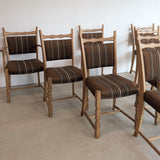 Set of 8 Vintage Danish Henning Kjærnulf-Attributed White Oak Dining Chairs with Original Brown Upholstery