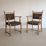 Set of 8 Vintage Danish Henning Kjærnulf-Attributed White Oak Dining Chairs with Original Brown Upholstery