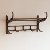 Large Antique Thonet-Style Bentwood Coat Rack with Top Rack