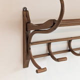 Large Antique Thonet-Style Bentwood Coat Rack with Top Rack