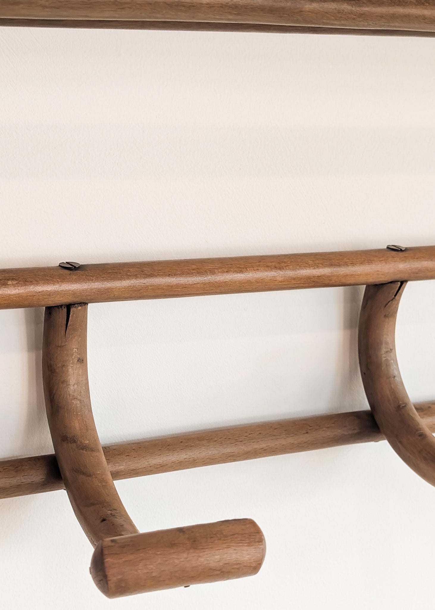 Large Antique Thonet-Style Bentwood Coat Rack with Top Rack