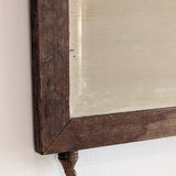 Antique Wooden Mirror with Unique Textural Flora and Fauna Backing and Hanging Chain