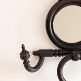 Unique Antique Victorian Gothic Dark Wooden Adjustable Coat Rack with Mirror and Hook