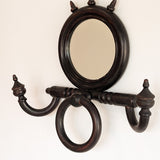 Unique Antique Victorian Gothic Dark Wooden Adjustable Coat Rack with Mirror and Hook