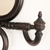 Unique Antique Victorian Gothic Dark Wooden Adjustable Coat Rack with Mirror and Hook