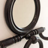 Unique Antique Victorian Gothic Dark Wooden Adjustable Coat Rack with Mirror and Hook