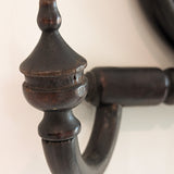 Unique Antique Victorian Gothic Dark Wooden Adjustable Coat Rack with Mirror and Hook