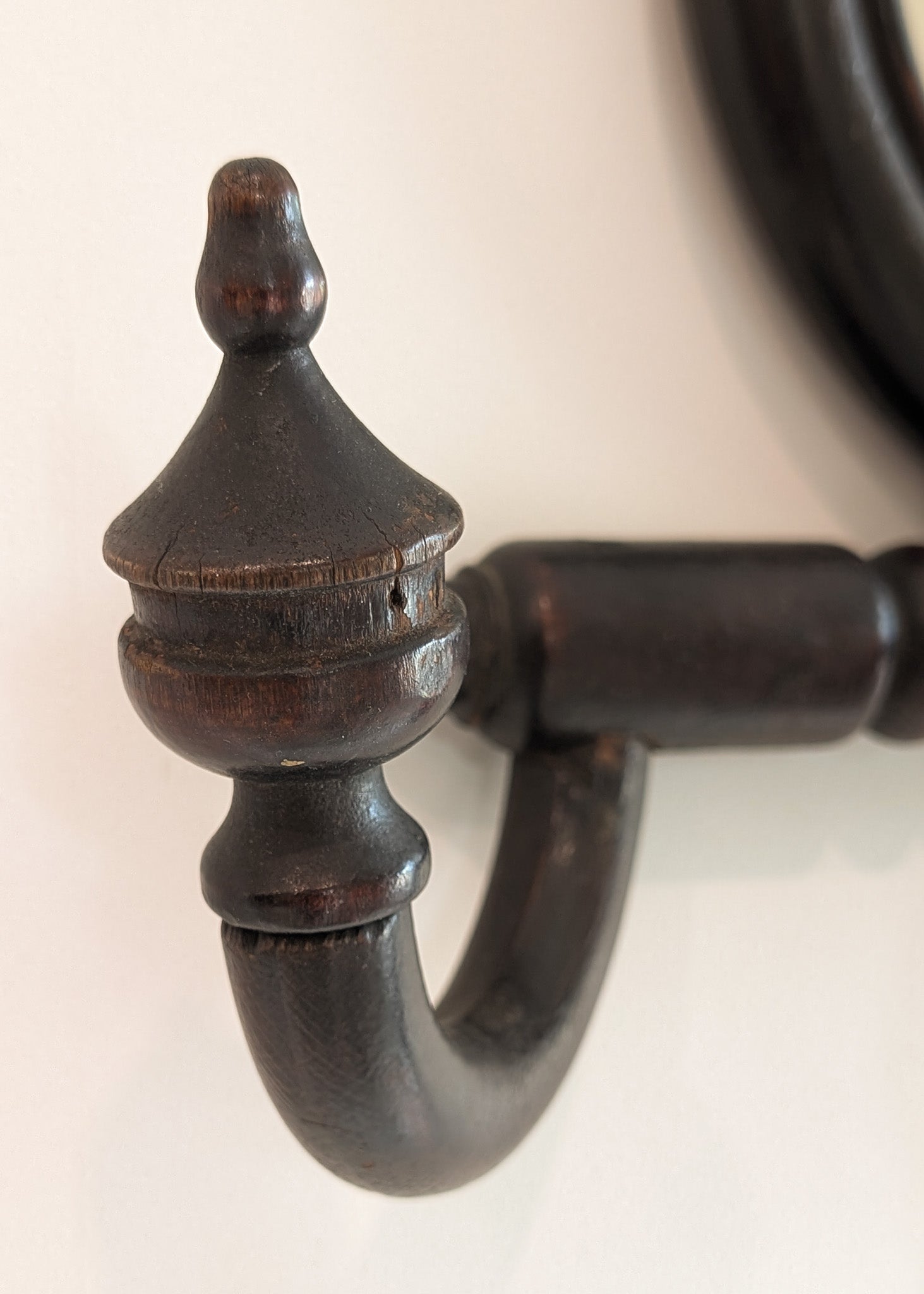 Unique Antique Victorian Gothic Dark Wooden Adjustable Coat Rack with Mirror and Hook