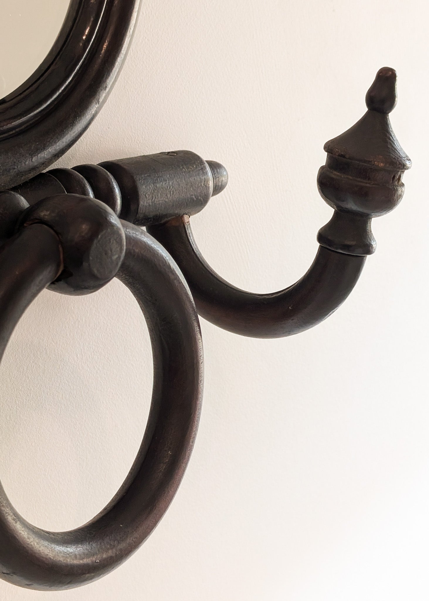 Unique Antique Victorian Gothic Dark Wooden Adjustable Coat Rack with Mirror and Hook