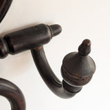 Unique Antique Victorian Gothic Dark Wooden Adjustable Coat Rack with Mirror and Hook