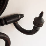 Unique Antique Victorian Gothic Dark Wooden Adjustable Coat Rack with Mirror and Hook