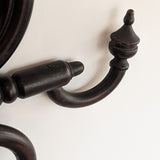 Unique Antique Victorian Gothic Dark Wooden Adjustable Coat Rack with Mirror and Hook