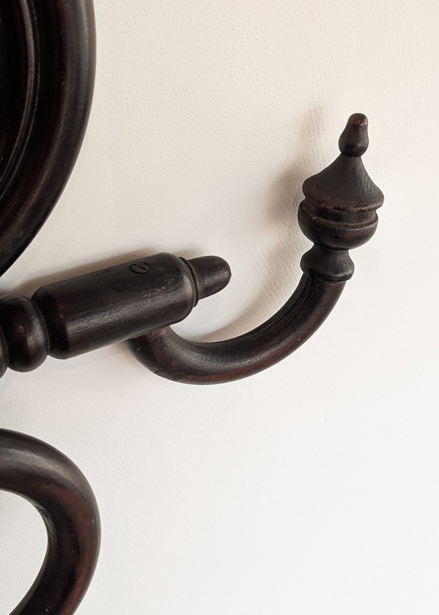 Unique Antique Victorian Gothic Dark Wooden Adjustable Coat Rack with Mirror and Hook