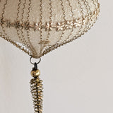 Set of 5 Vintage Midcentury West Germany Mica-Covered Spun Wire Glass Ornaments with Gold Foil Star Detailing