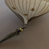 Set of 5 Vintage Midcentury West Germany Mica-Covered Spun Wire Glass Ornaments with Gold Foil Star Detailing