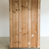 Antique European Light Pine Cabinet with Hand-Carved Detailing and Bottom Drawer