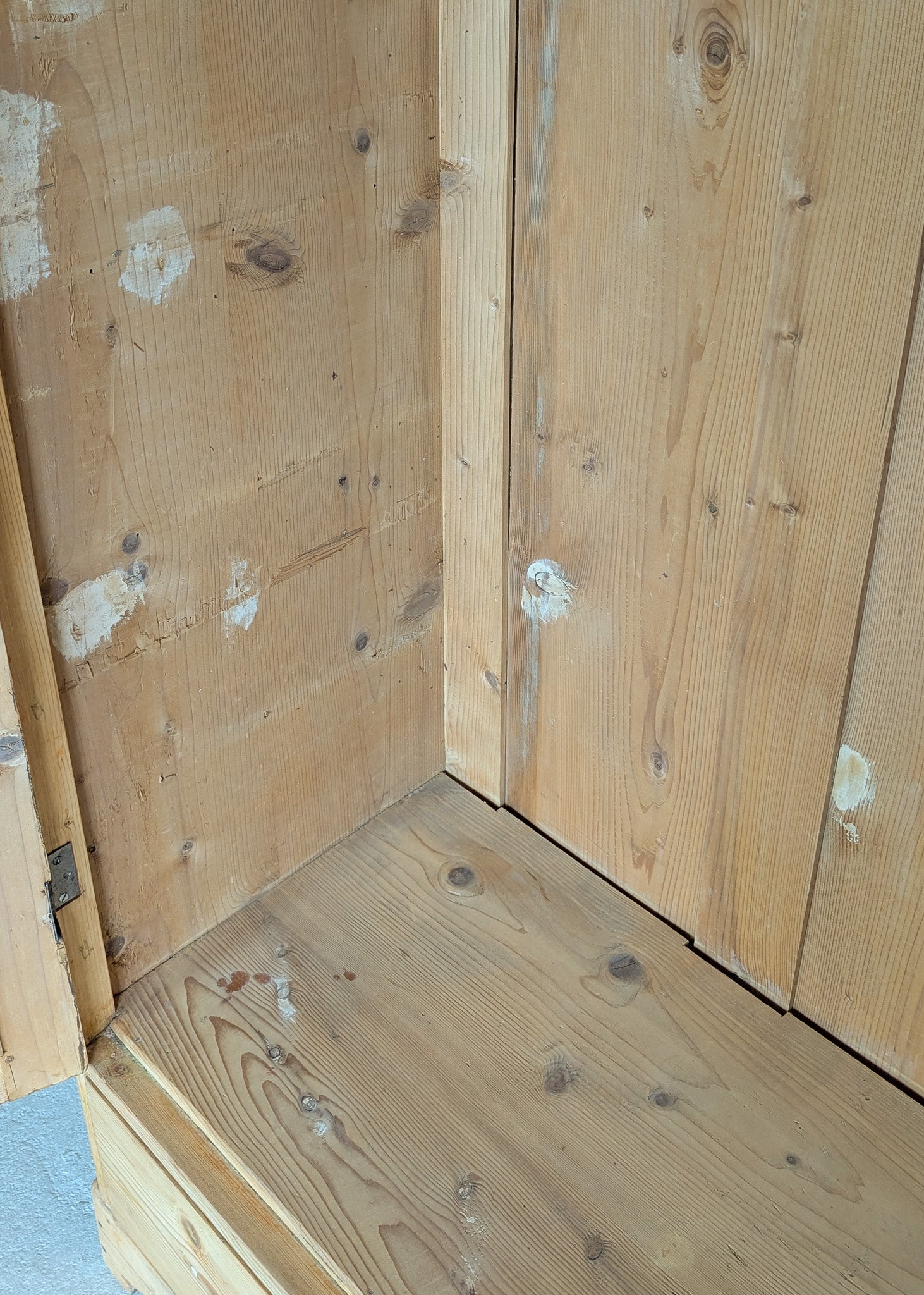 Antique European Light Pine Cabinet with Hand-Carved Detailing and Bottom Drawer