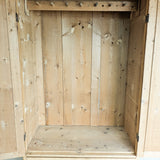 Antique European Light Pine Cabinet with Hand-Carved Detailing and Bottom Drawer