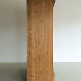 Handsome Antique European Pine Two-Door Cabinet with Bottom Drawer and Skeleton Key