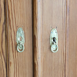 Handsome Antique European Pine Two-Door Cabinet with Bottom Drawer and Skeleton Key