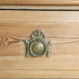 Handsome Antique European Pine Two-Door Cabinet with Bottom Drawer and Skeleton Key