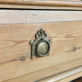 Handsome Antique European Pine Two-Door Cabinet with Bottom Drawer and Skeleton Key