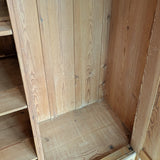 Handsome Antique European Pine Two-Door Cabinet with Bottom Drawer and Skeleton Key