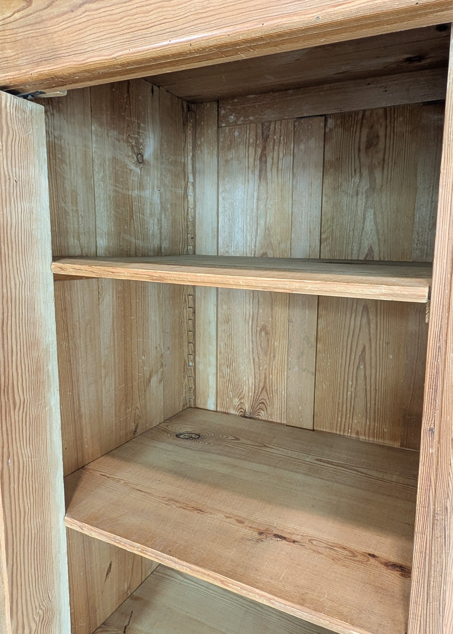 Handsome Antique European Pine Two-Door Cabinet with Bottom Drawer and Skeleton Key