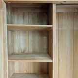 Handsome Antique European Pine Two-Door Cabinet with Bottom Drawer and Skeleton Key