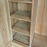 Handsome Antique European Pine Two-Door Cabinet with Bottom Drawer and Skeleton Key
