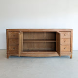 Vintage Midcentury French Charles Dudouyt-Style Cerused Oak Sideboard with Copper Pulls