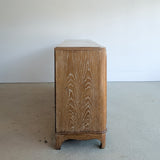 Vintage Midcentury French Charles Dudouyt-Style Cerused Oak Sideboard with Copper Pulls