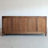 Vintage Midcentury French Charles Dudouyt-Style Cerused Oak Sideboard with Copper Pulls