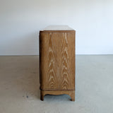 Vintage Midcentury French Charles Dudouyt-Style Cerused Oak Sideboard with Copper Pulls