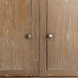 Vintage Midcentury French Charles Dudouyt-Style Cerused Oak Sideboard with Copper Pulls