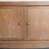 Vintage Midcentury French Charles Dudouyt-Style Cerused Oak Sideboard with Copper Pulls