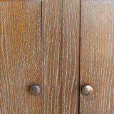 Vintage Midcentury French Charles Dudouyt-Style Cerused Oak Sideboard with Copper Pulls