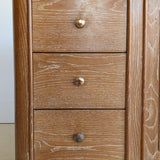 Vintage Midcentury French Charles Dudouyt-Style Cerused Oak Sideboard with Copper Pulls