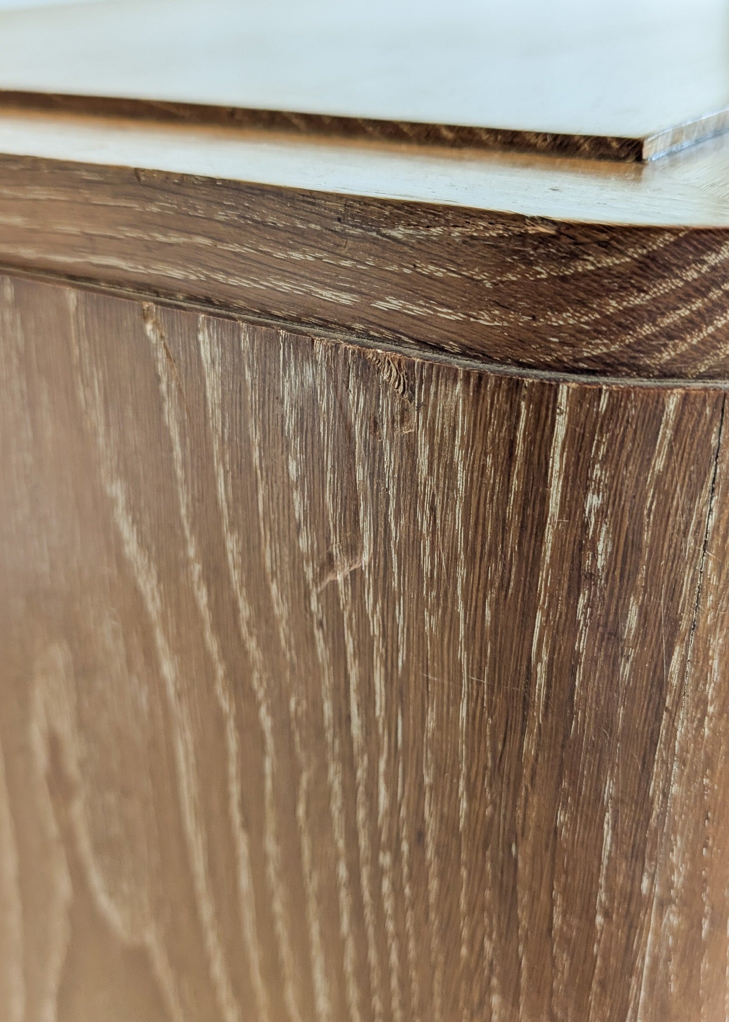 Vintage Midcentury French Charles Dudouyt-Style Cerused Oak Sideboard with Copper Pulls