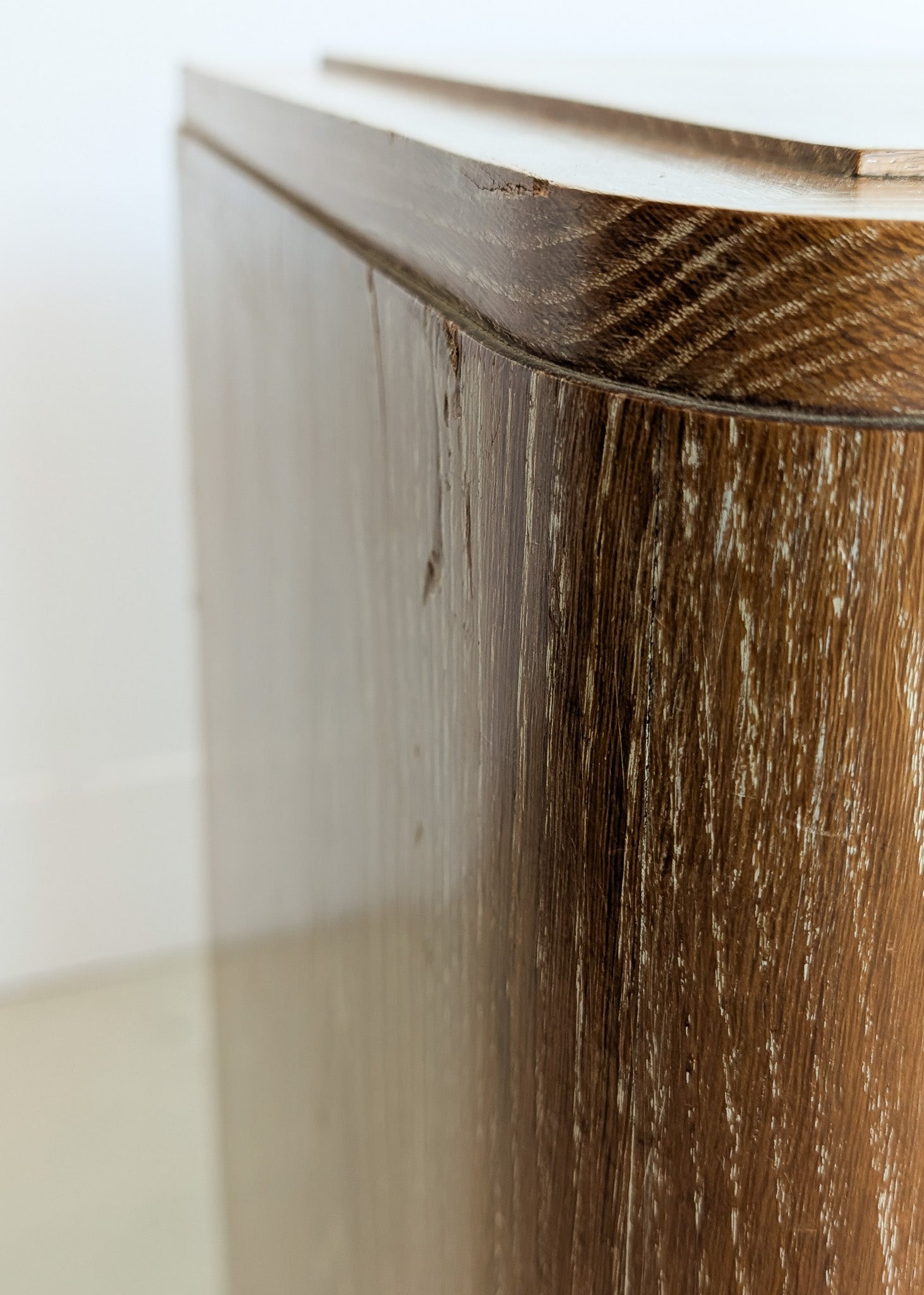 Vintage Midcentury French Charles Dudouyt-Style Cerused Oak Sideboard with Copper Pulls