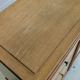 Vintage Midcentury French Charles Dudouyt-Style Cerused Oak Sideboard with Copper Pulls