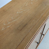 Vintage Midcentury French Charles Dudouyt-Style Cerused Oak Sideboard with Copper Pulls