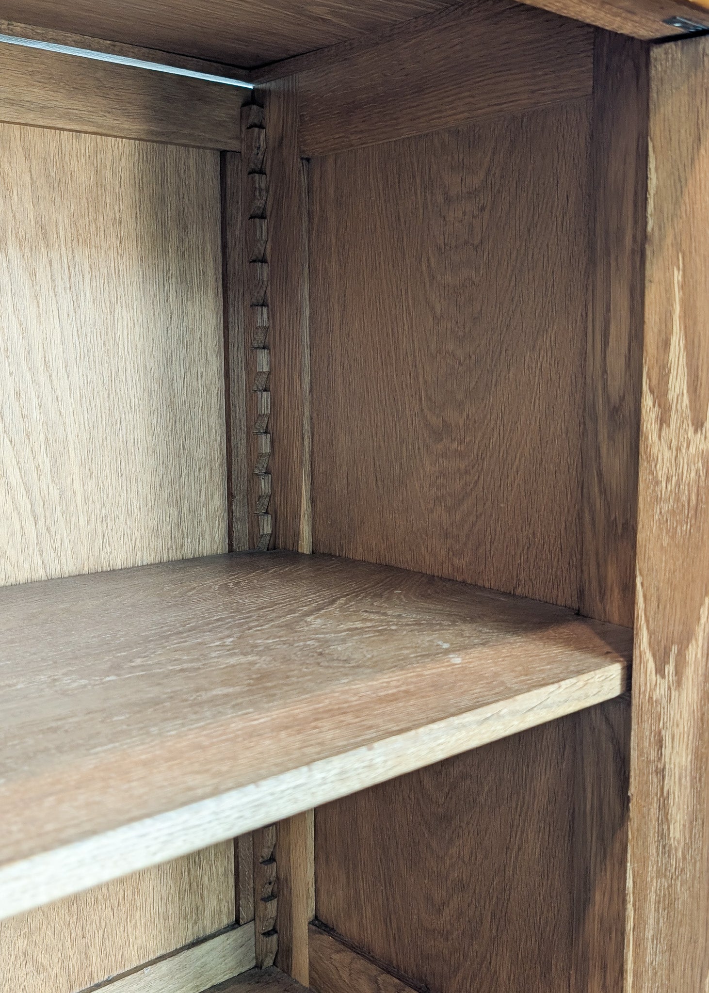 Vintage Midcentury French Charles Dudouyt-Style Cerused Oak Sideboard with Copper Pulls