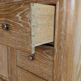Vintage Midcentury French Charles Dudouyt-Style Cerused Oak Sideboard with Copper Pulls